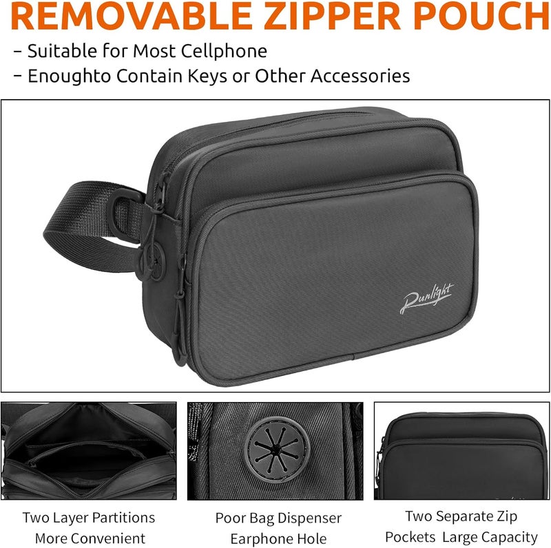 Runlight Dog Training Treat Pouch Fanny Pack,Dog Waist Belt,Dogs Walking Bag Crossbody with Poop Bags,Puppy Treat Bag Training Pouch (Black) - Image 2